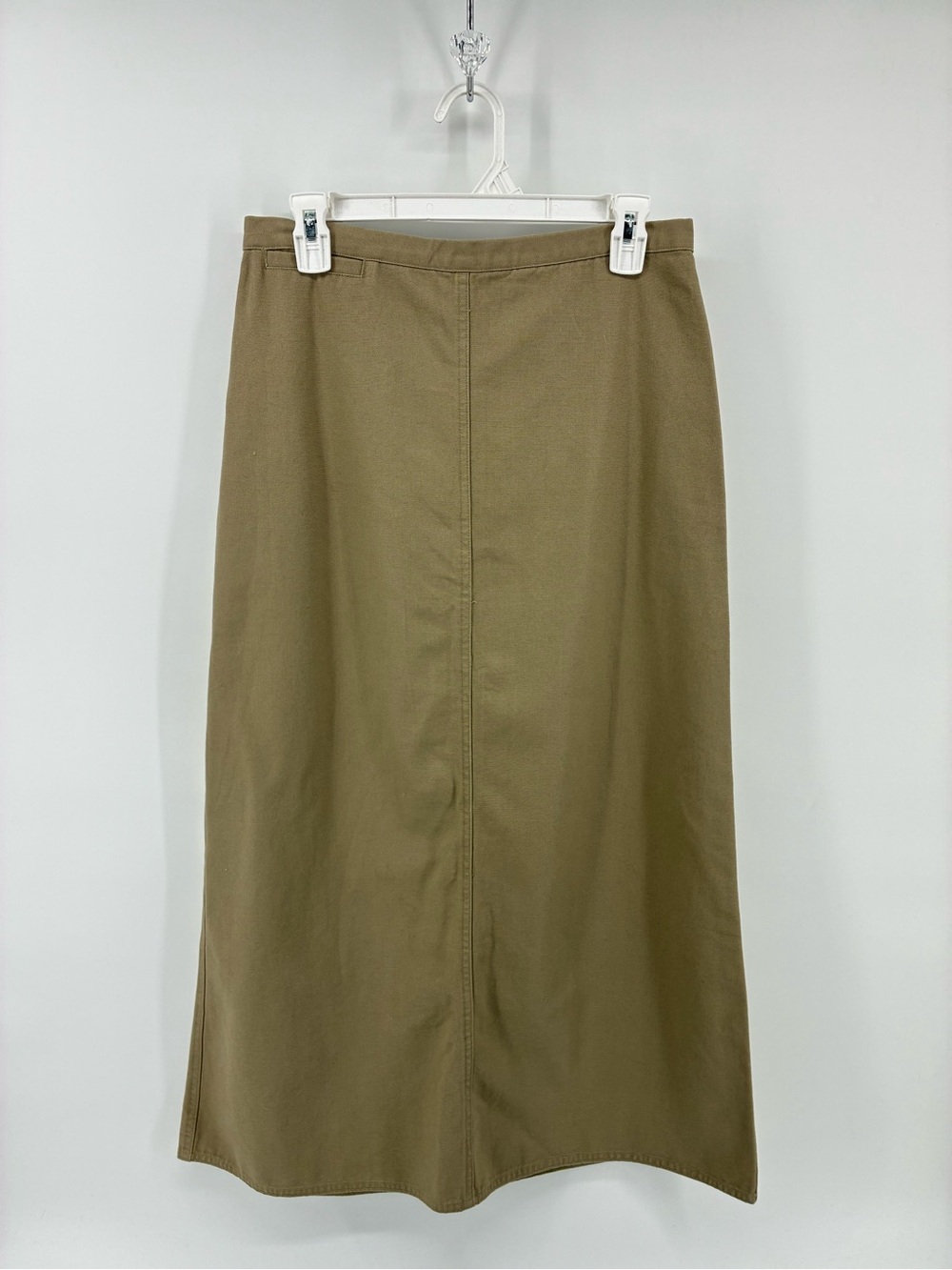 Woolrich Classic Khaki Midi Skirt - Women Back Slit